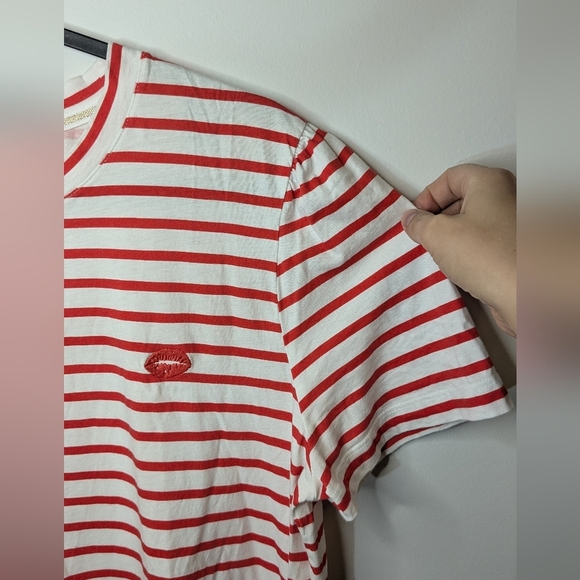 St. Tropez Embroidered Graphic Tshirt - Red white striped - Size L - Picture 5 of 9